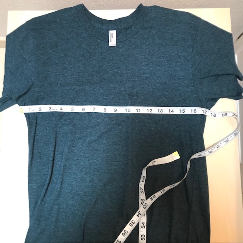 American Apparel Unisex 50/50 Short Sleeve Crewneck Small. Black Aqua Color. - Picture 6 of 11